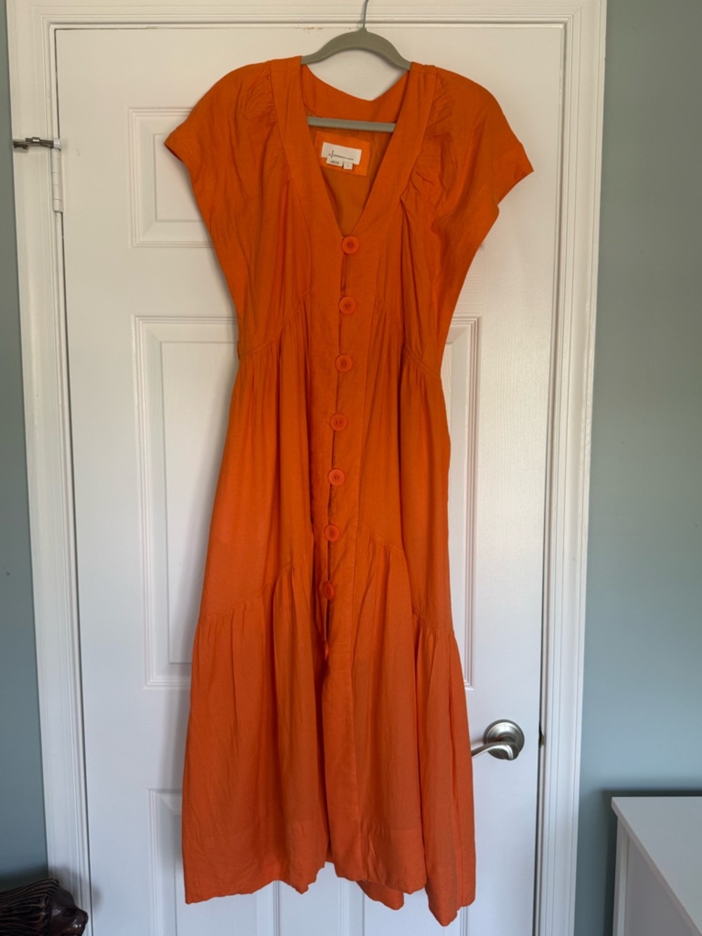 Anthropologie Orange Button-Front Maxi Dress - Picture 2 of 8